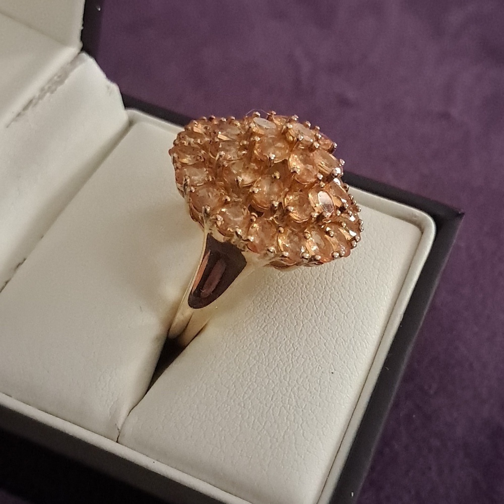 Premium Viceroy Spessartine Garnet Cluster Style Ring. - Picture 2 of 6